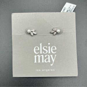NWT Elsie May Sterling Silver Diamond Studded Pearl Earrings
